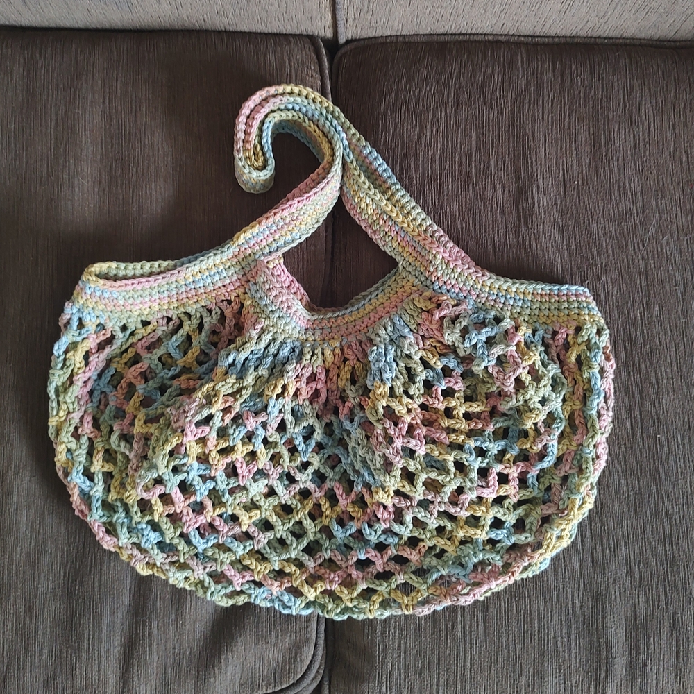 Rainbow Crochet Mesh Market Bag